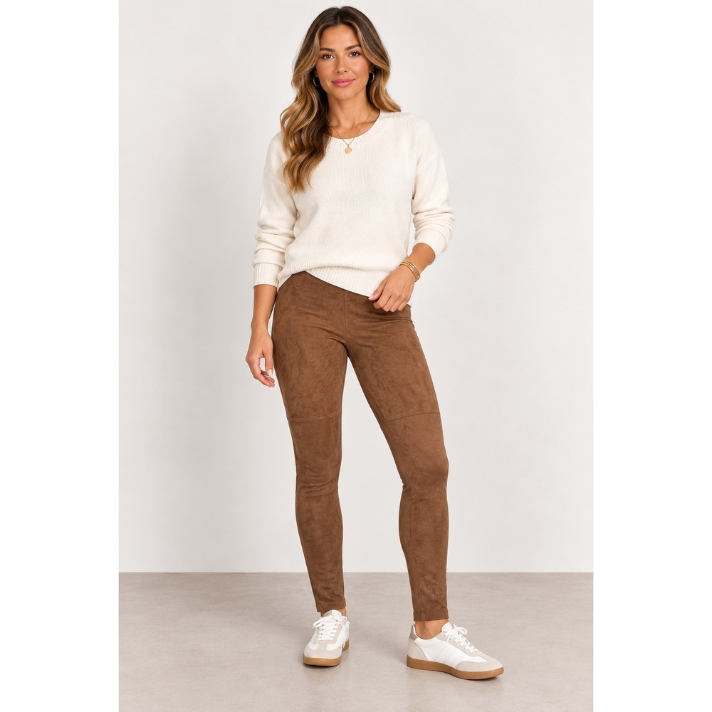 Lysse Brown Faux Suede Leggings High Rise Boho Minimalist 1X NWT